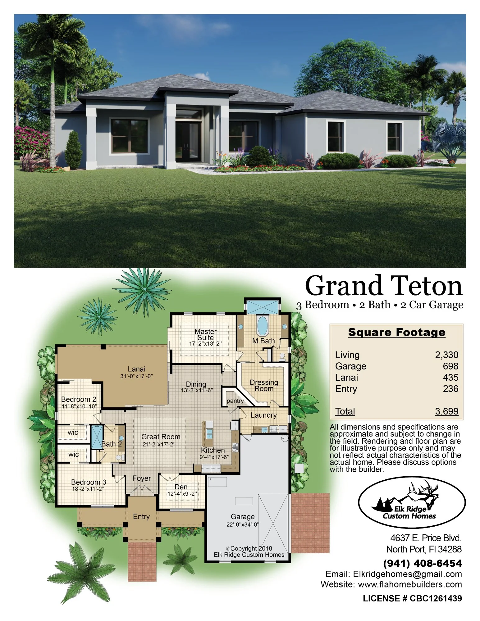 Grand Teton model home builder brochure — custom home marketing flyer design