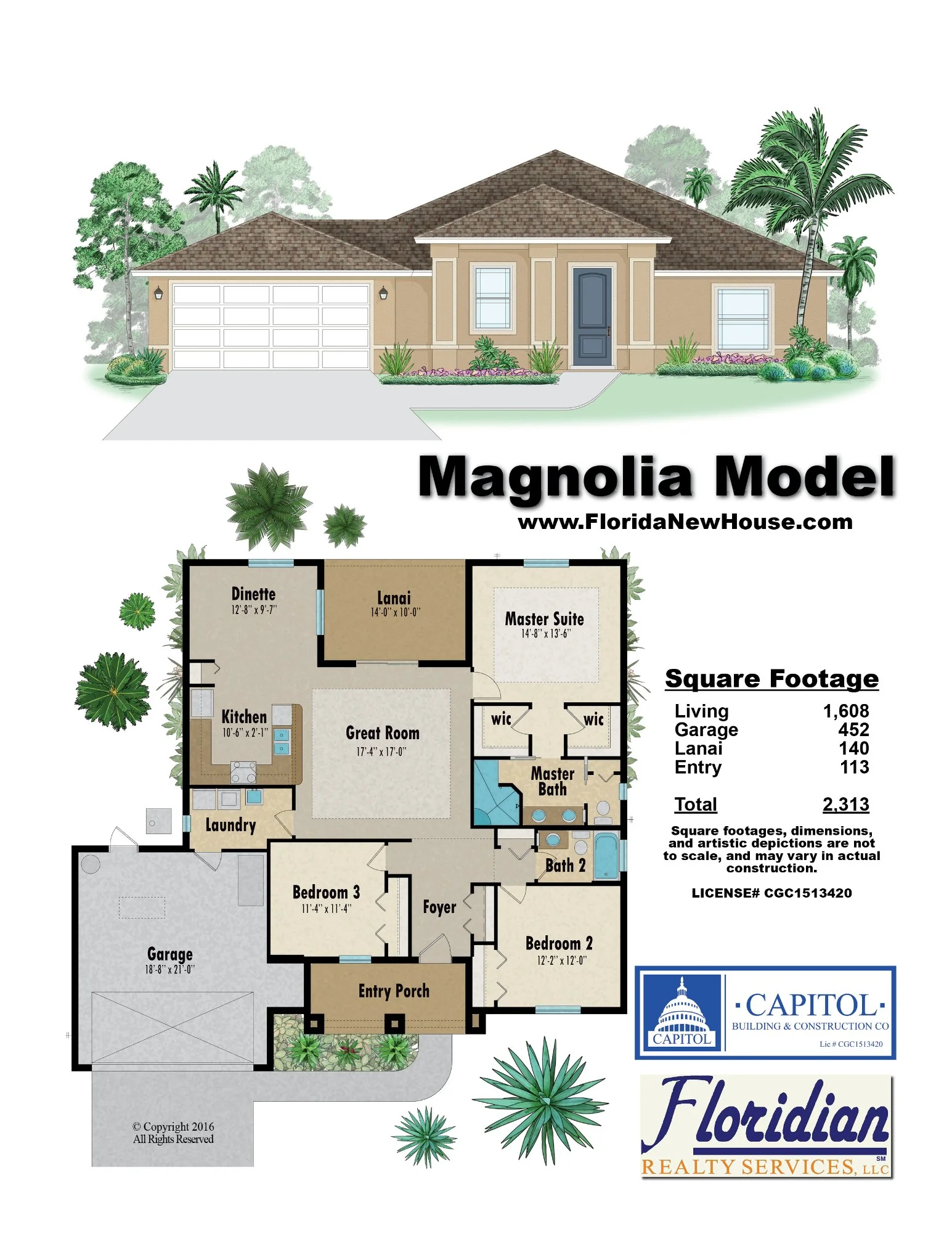 Magnolia model home builder brochure — builder sell sheet and marketing materials