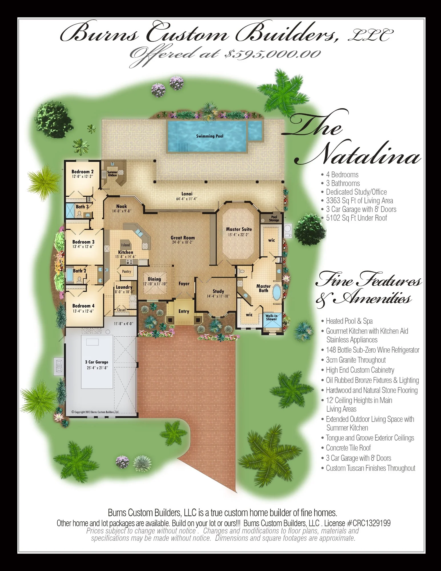 Natalina model home builder brochure — professional builder marketing flyer services