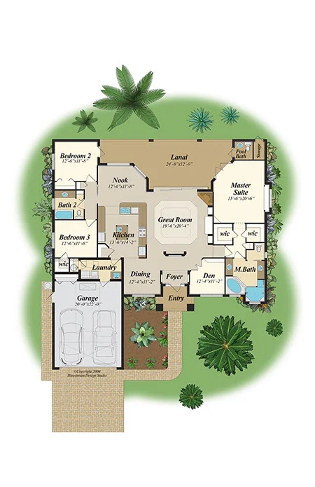 Standard tan color floor plan option A — color scheme for residential builder floor plans