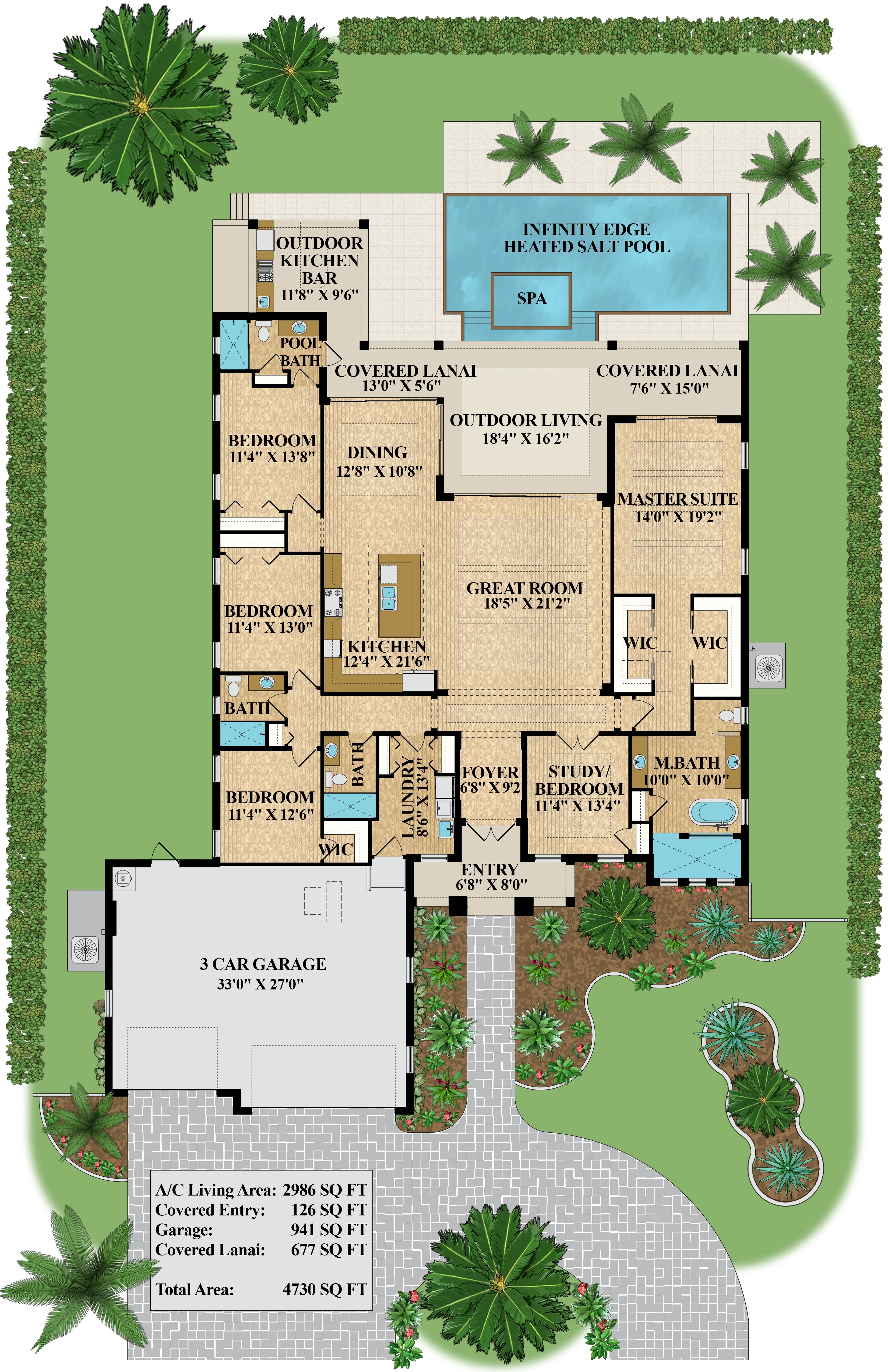 Color floor plan sample 08 — residential floor plan design services for builders and homeowners