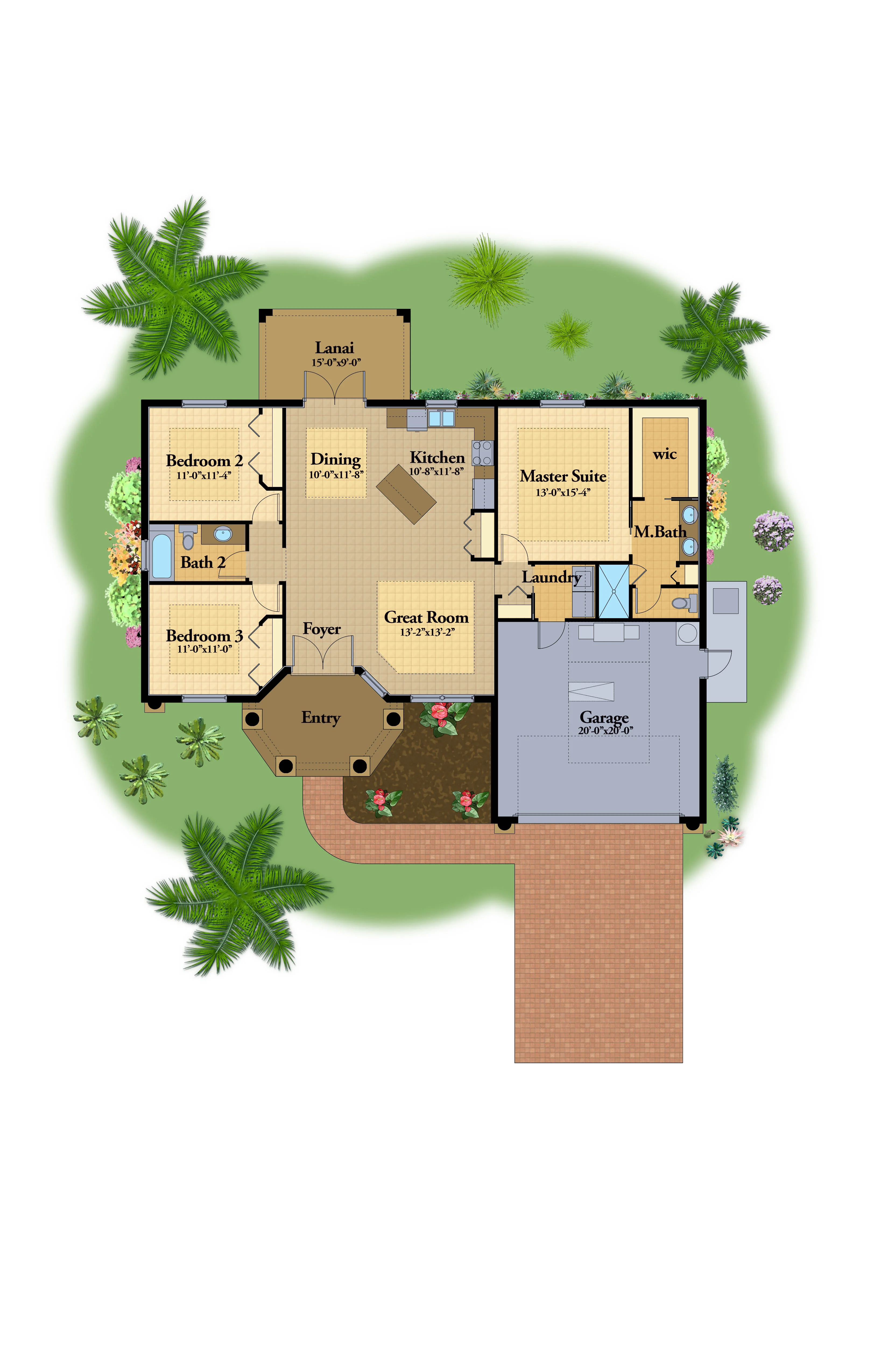 Color floor plan sample 10 — residential floor plan design services for builders and homeowners