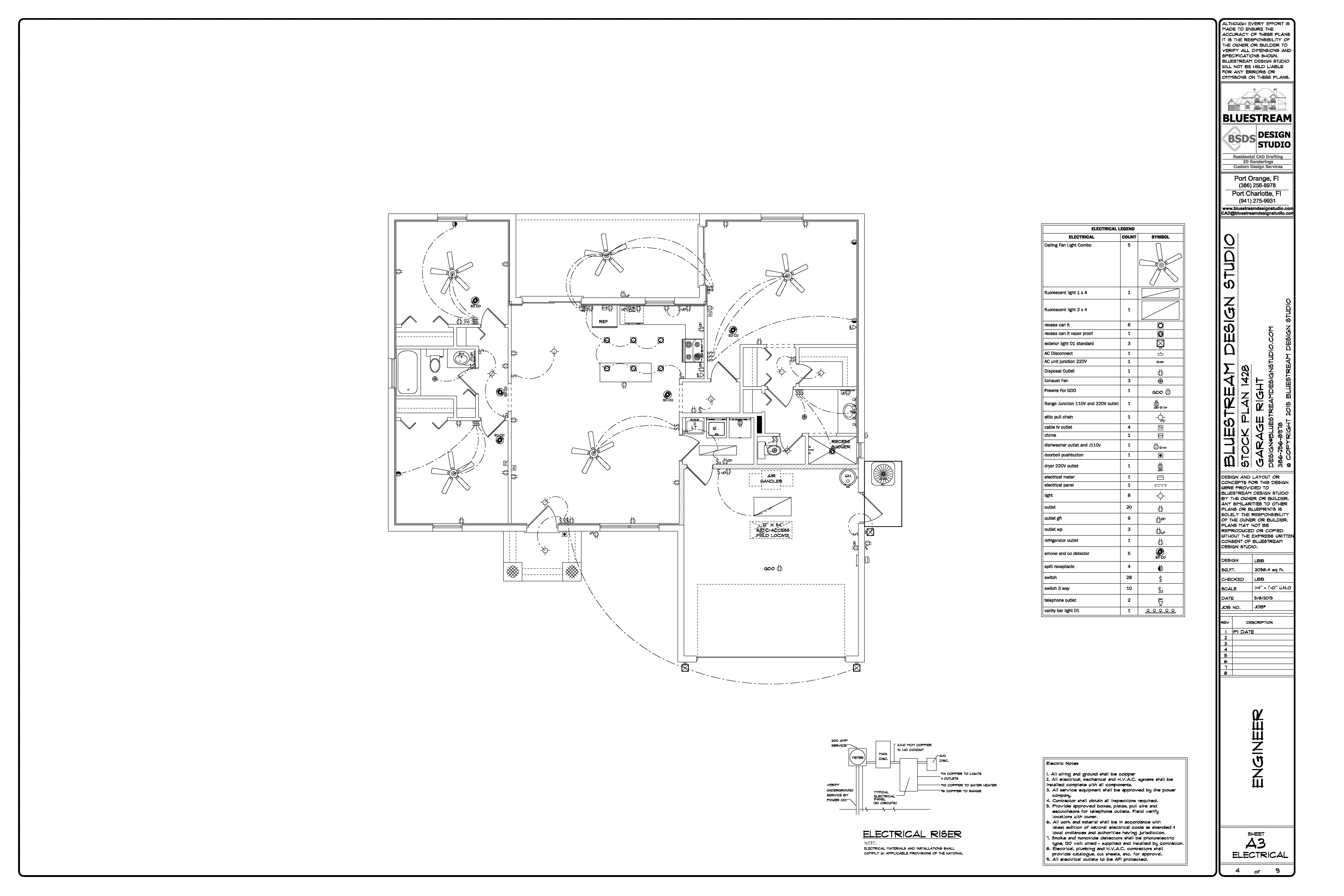 Florida residential stock home plan set detail page — ready for engineer review and permitting