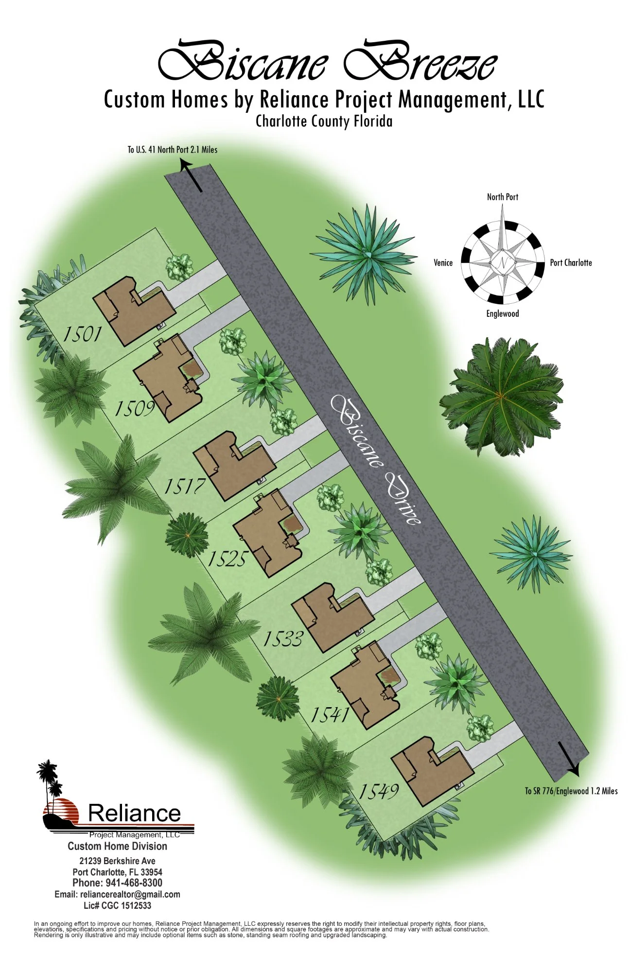 Color site plan for Biscayne Breeze residential community — professional site plan rendering services