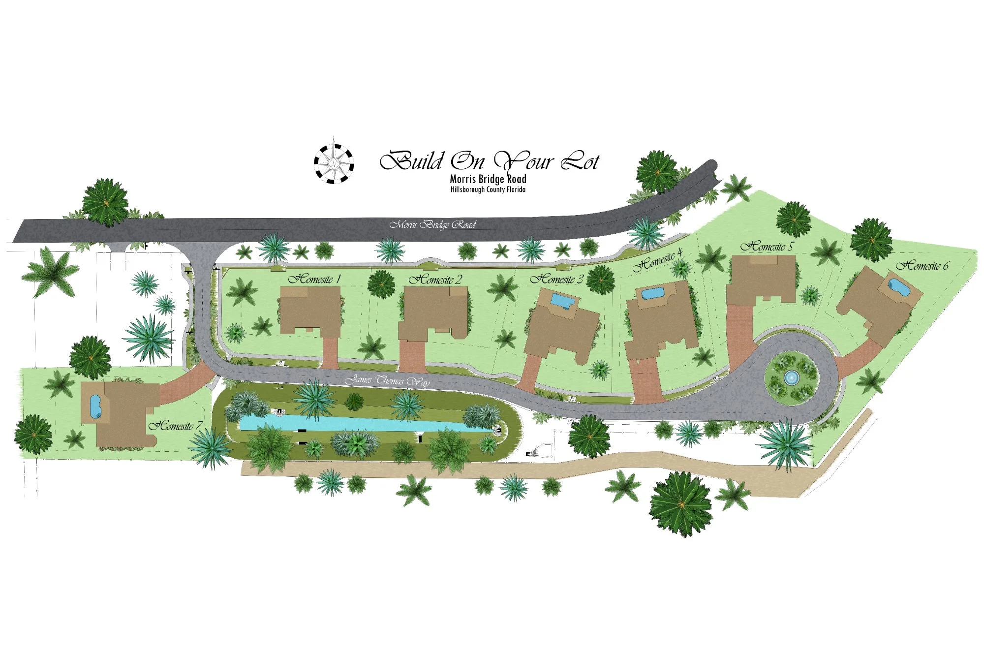 Morris Bridge color site plan detail — community site plan visualization services